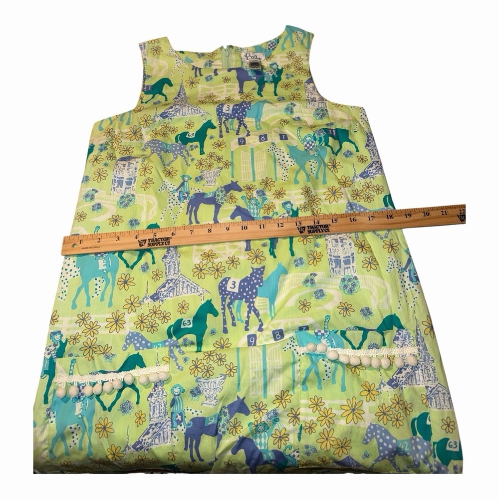 Vintage Lilly Pulitzer Low Riders Derby Shift Dress Pom Trim Monkey Jockeys 4 - Picture 8 of 10